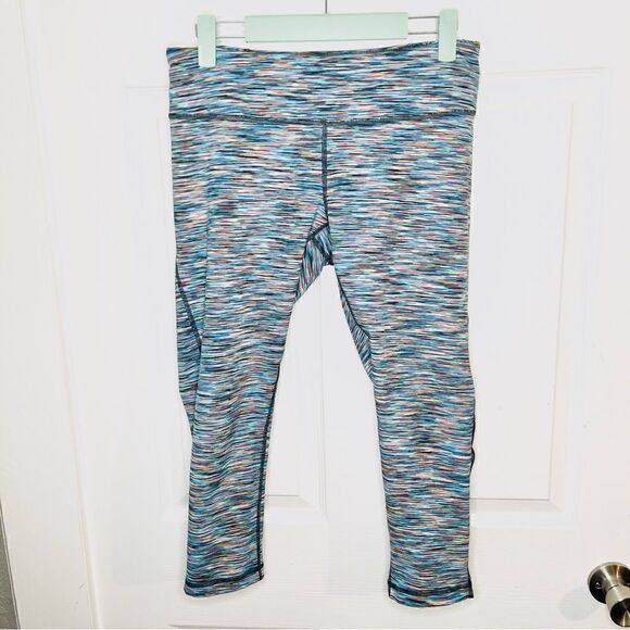 Zella Space Dye Colorful Marled Mesh Ankle Leggings Blue Multicolor M - Picture 3 of 11